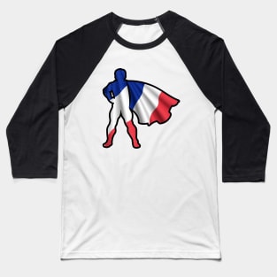 France Hero Wearing Cape of French Flag Hope and Peace Unite in France Baseball T-Shirt